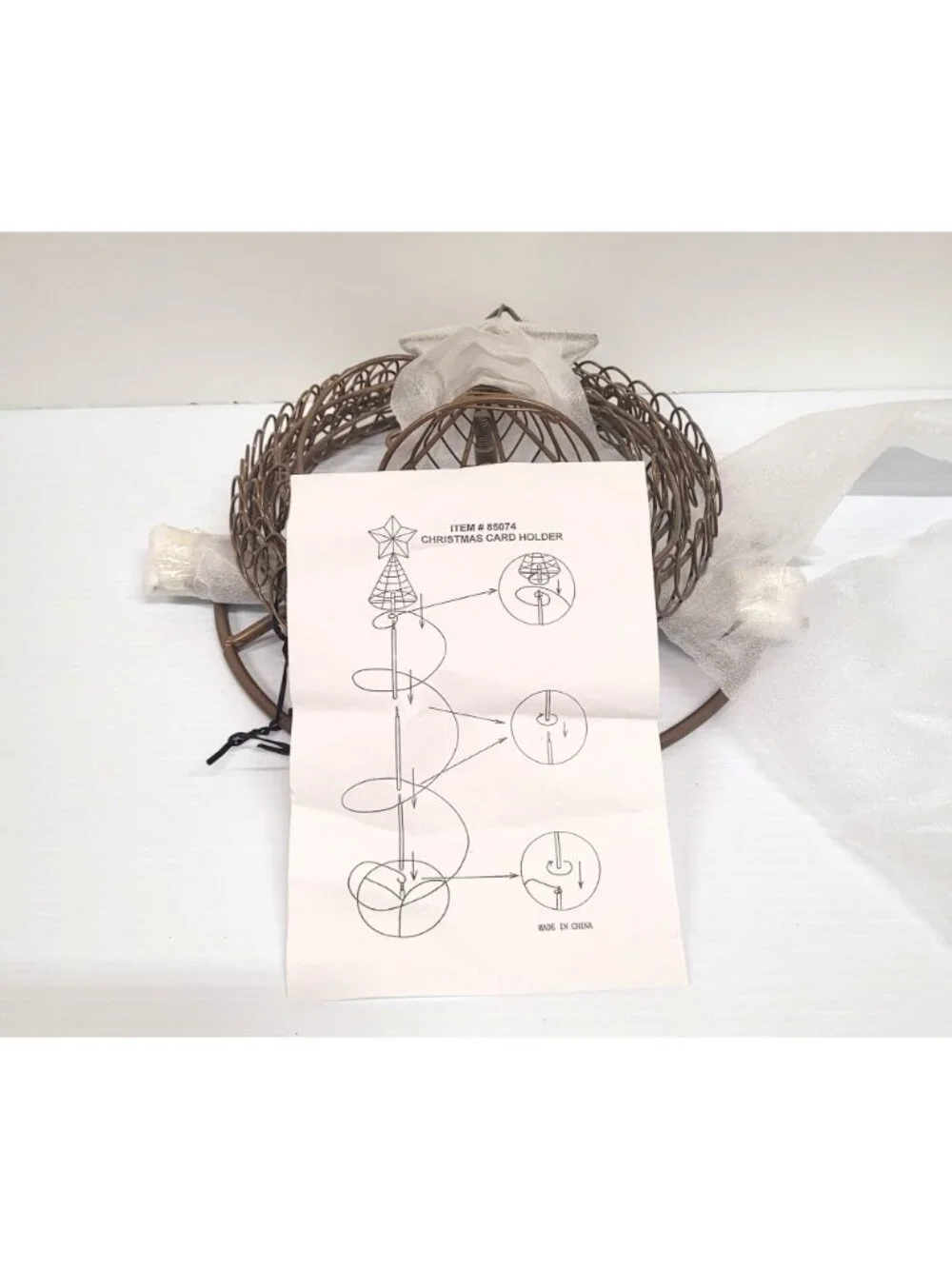 Metal Christmas Tree Card Holder 46'' New with Box Instructions Vintage 85074